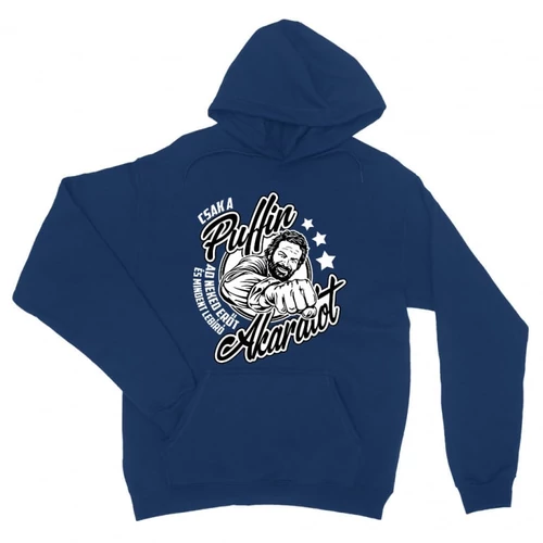 Királykék Bud Spencer unisex kapucnis pulóver - Csak a Puffin