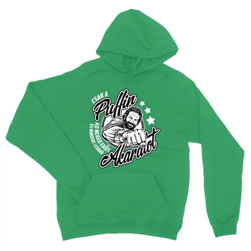 Zöld Bud Spencer unisex kapucnis pulóver - Csak a Puffin