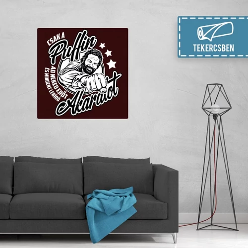 100 cm X 100 cm-es bordó Bud Spencer vászonkép - Csak a Puffin - Feltekercselt