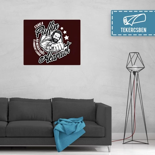 100 cm X 80 cm-es bordó Bud Spencer vászonkép - Csak a Puffin - Feltekercselt