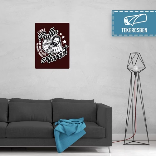 60 cm X 80 cm-es bordó Bud Spencer vászonkép - Csak a Puffin - Feltekercselt