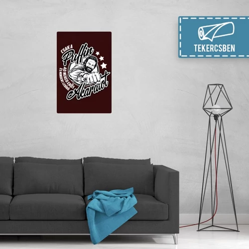60 cm X 90 cm-es bordó Bud Spencer vászonkép - Csak a Puffin - Feltekercselt