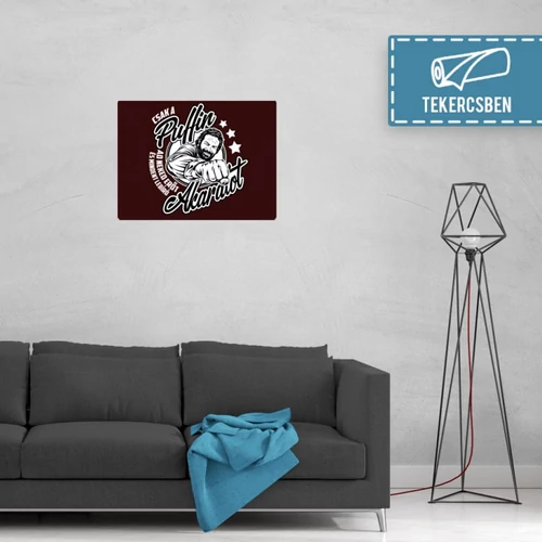 80 cm X 60 cm-es bordó Bud Spencer vászonkép - Csak a Puffin - Feltekercselt