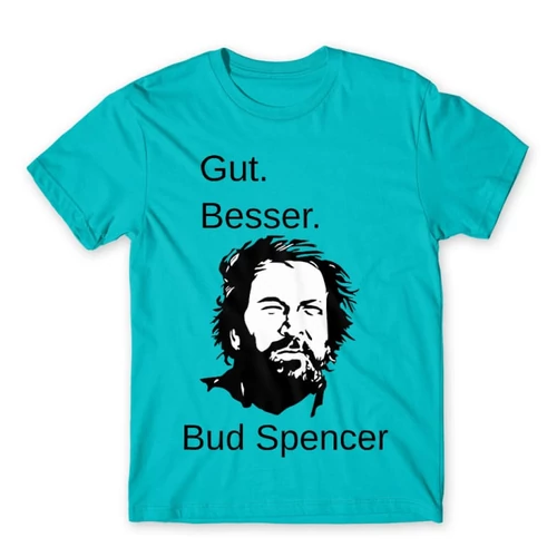 Atollkék Bud Spencer férfi rövid ujjú póló - Gut Besser