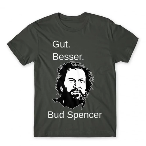 Sötétszürke Bud Spencer férfi rövid ujjú póló - Gut Besser