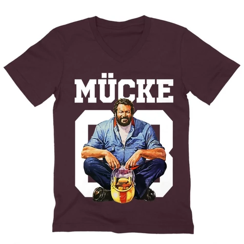 Bordó Bud Spencer férfi V-nyakú póló - Mücke