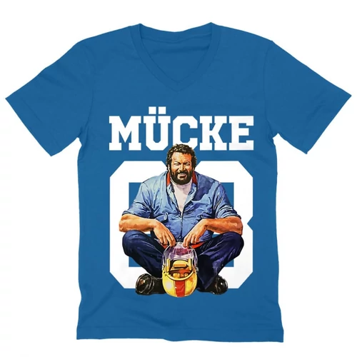 Királykék Bud Spencer férfi V-nyakú póló - Mücke