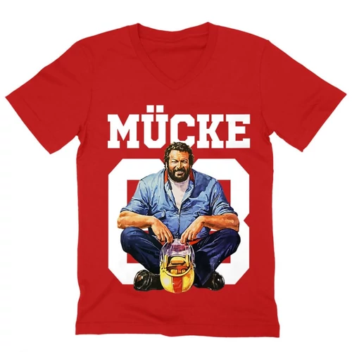 Piros Bud Spencer férfi V-nyakú póló - Mücke