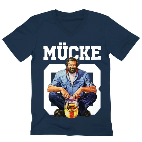 Sötétkék Bud Spencer férfi V-nyakú póló - Mücke