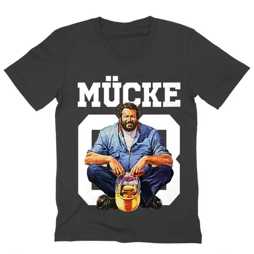 Sötétszürke Bud Spencer férfi V-nyakú póló - Mücke