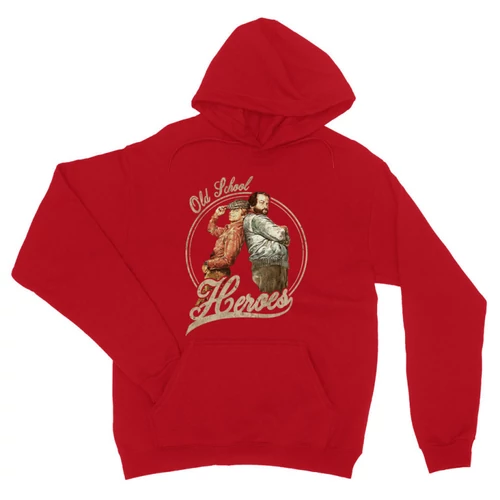 Piros Bud Spencer unisex kapucnis pulóver - Old School Heroes