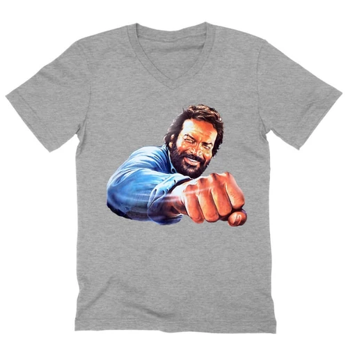 Sportszürke Bud Spencer férfi V-nyakú póló - Pofon