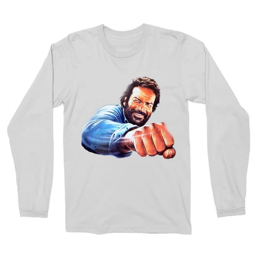 Fehér Bud Spencer férfi hosszú ujjú póló - Pofon