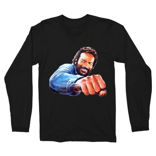 Fekete Bud Spencer férfi hosszú ujjú póló - Pofon