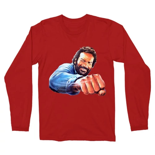 Piros Bud Spencer férfi hosszú ujjú póló - Pofon