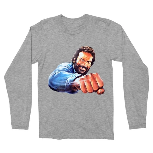 Sportszürke Bud Spencer férfi hosszú ujjú póló - Pofon