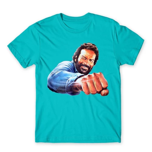 Atollkék Bud Spencer férfi rövid ujjú póló - Pofon