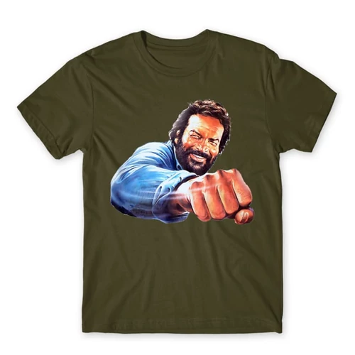 Khaki Bud Spencer férfi rövid ujjú póló - Pofon