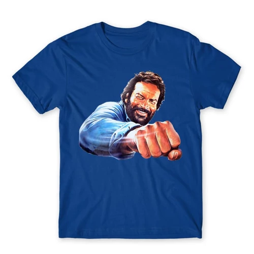 Királykék Bud Spencer férfi rövid ujjú póló - Pofon