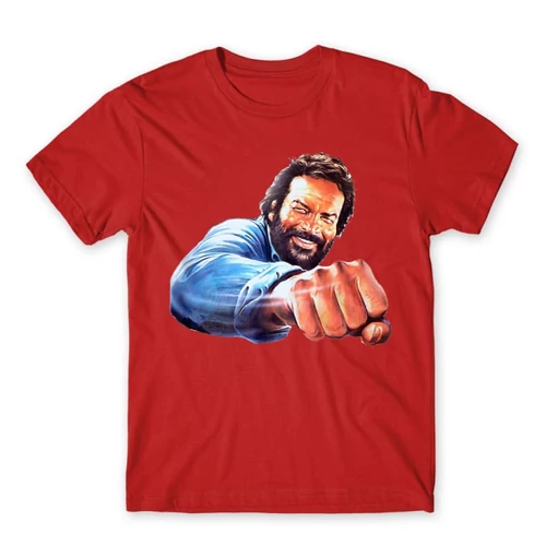 Piros Bud Spencer férfi rövid ujjú póló - Pofon