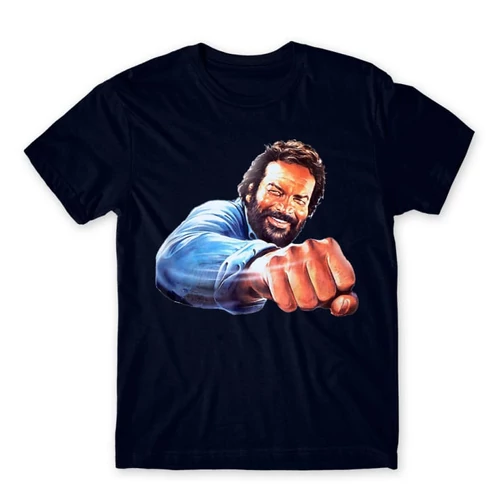 Sötétkék Bud Spencer férfi rövid ujjú póló - Pofon