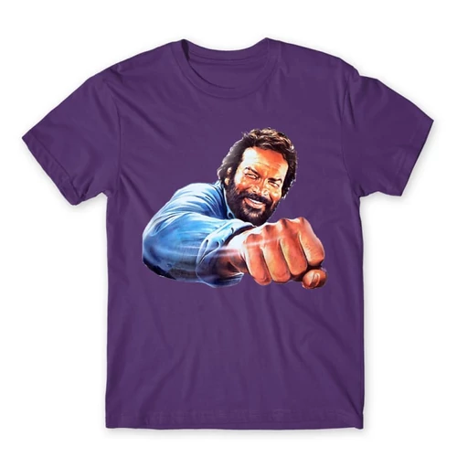 Sötétlila Bud Spencer férfi rövid ujjú póló - Pofon