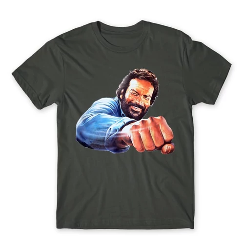 Sötétszürke Bud Spencer férfi rövid ujjú póló - Pofon