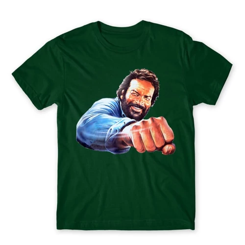 Sötétzöld Bud Spencer férfi rövid ujjú póló - Pofon