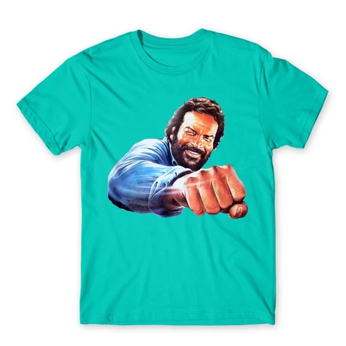 Türkiz Bud Spencer férfi rövid ujjú póló - Pofon