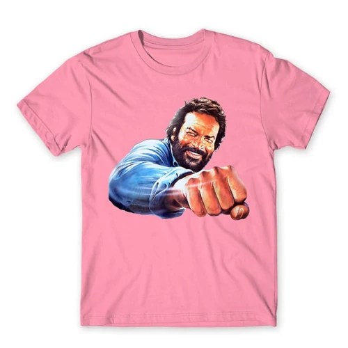 Világos rózsaszín Bud Spencer férfi rövid ujjú póló - Pofon
