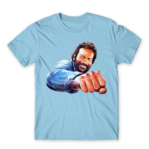 Világoskék Bud Spencer férfi rövid ujjú póló - Pofon