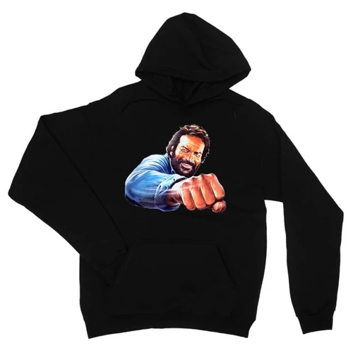 Fekete Bud Spencer unisex kapucnis pulóver - Pofon