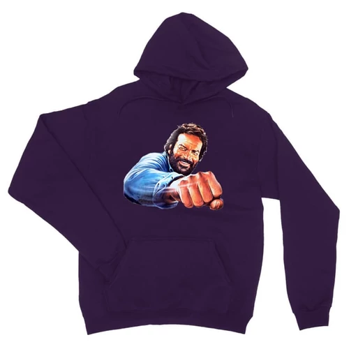 Sötétlila Bud Spencer unisex kapucnis pulóver - Pofon