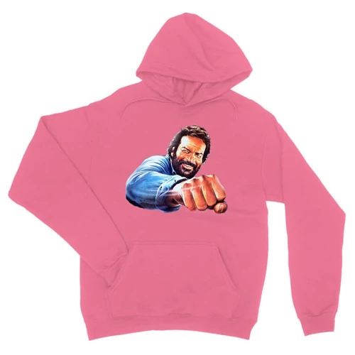 Világos rózsasín Bud Spencer unisex kapucnis pulóver - Pofon