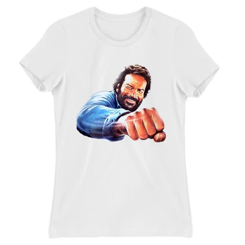 Fehér Bud Spencer női rövid ujjú póló - Pofon