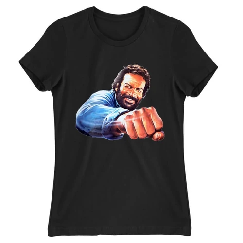 Fekete Bud Spencer női rövid ujjú póló - Pofon