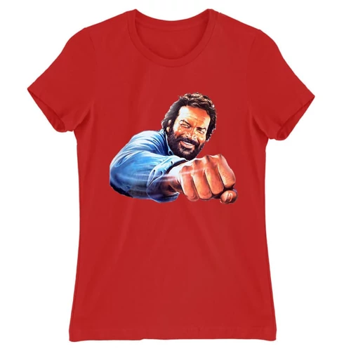 Piros Bud Spencer női rövid ujjú póló - Pofon