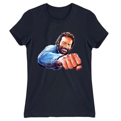 Sötétkék Bud Spencer női rövid ujjú póló - Pofon