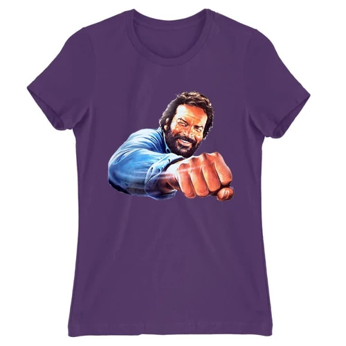 Sötétlila Bud Spencer női rövid ujjú póló - Pofon