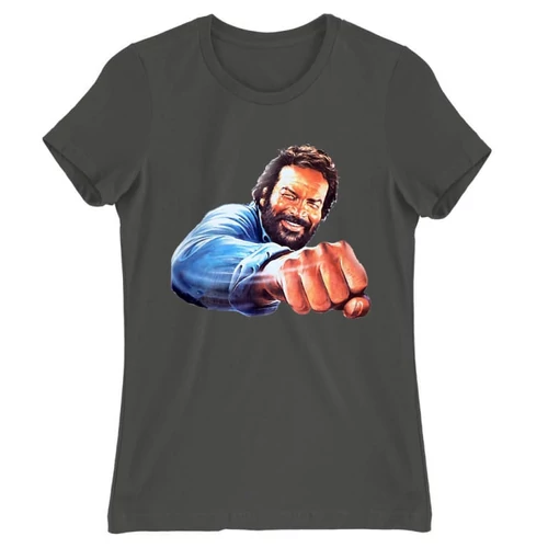 Sötétszürke Bud Spencer női rövid ujjú póló - Pofon