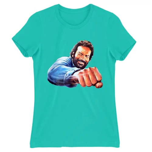 Türkiz Bud Spencer női rövid ujjú póló - Pofon