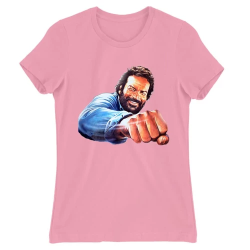 Világos rózsaszín Bud Spencer női rövid ujjú póló - Pofon