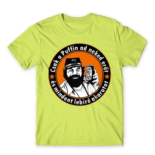 Almazöld Bud Spencer férfi rövid ujjú póló - Puffin lekvár