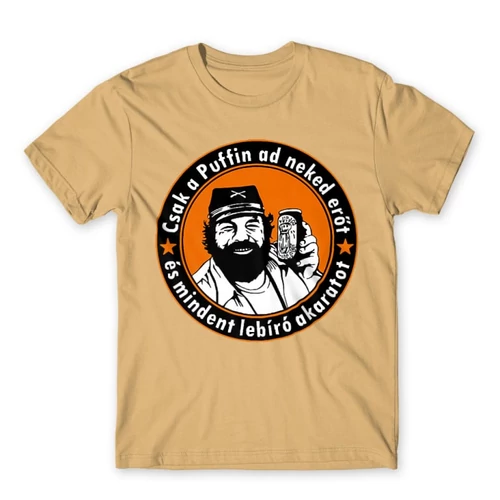 Homok Bud Spencer férfi rövid ujjú póló - Puffin lekvár