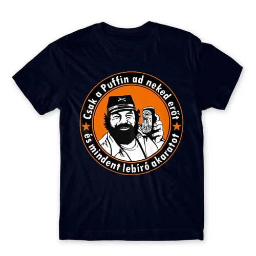 Sötétkék Bud Spencer férfi rövid ujjú póló - Puffin lekvár