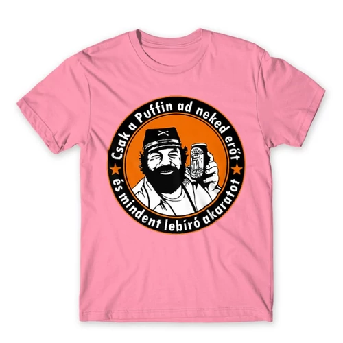 Világos rózsaszín Bud Spencer férfi rövid ujjú póló - Puffin lekvár