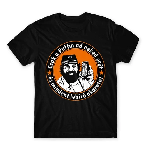 Fekete Bud Spencer gyerek rövid ujjú póló - Puffin lekvár