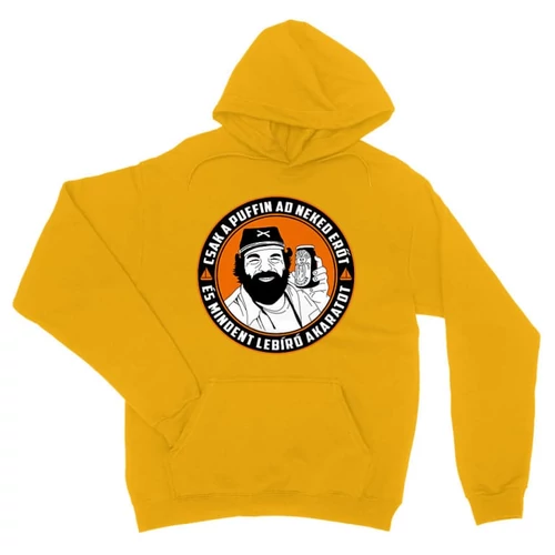 Sárga Bud Spencer unisex kapucnis pulóver - Puffin lekvár