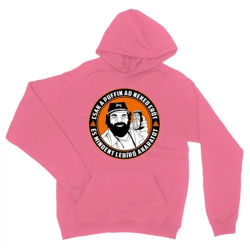 Világos rózsaszín Bud Spencer unisex kapucnis pulóver - Puffin lekvár