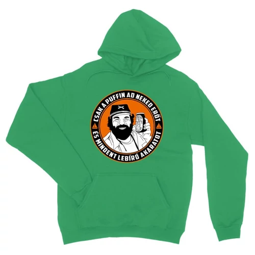 Zöld Bud Spencer unisex kapucnis pulóver - Puffin lekvár